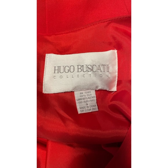 Hugo Buscati Collection Red 100% Silk V-Neck Dress       Size: 4 - Picture 4 of 4
